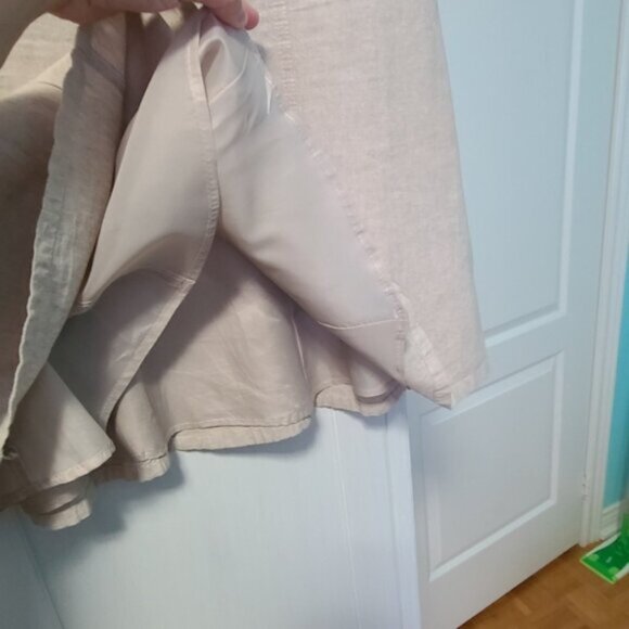 Reitmans Women Linen Beige Cream Taupe Khaki A-Line Lined Midi Summer Skirt - Picture 8 of 8